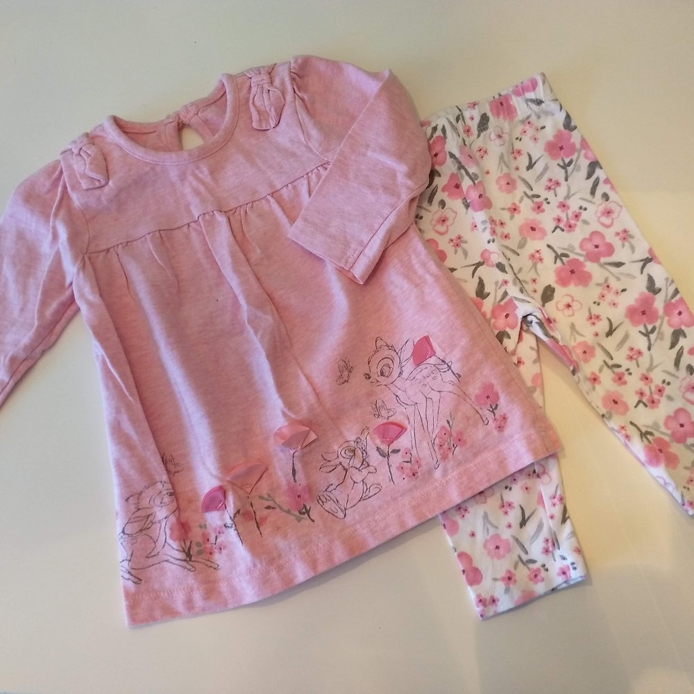 🌼🌸Baby Girl Spring Play set, Bambi, pink 3-6m